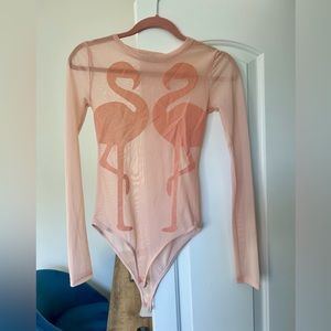 Zara flamingo sheer bodysuit